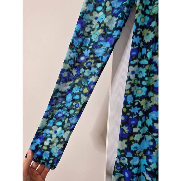 GANNI Mesh Wrap Dress Blue Floral Print Maxi 36, US S - Picture 10 of 13